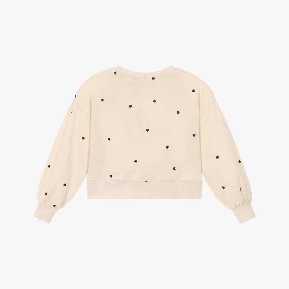 Molo-سويتشيرت قطن مطرز بقلوب لون بيج للبنات | Childrensalon