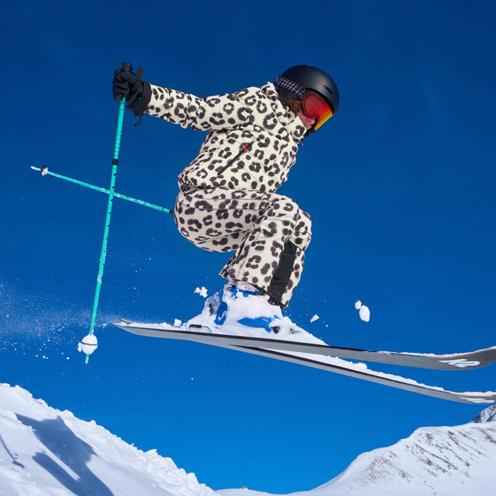 Molo-Girls Beige Leopard Print Puffer Technical Ski Jacket | Childrensalon