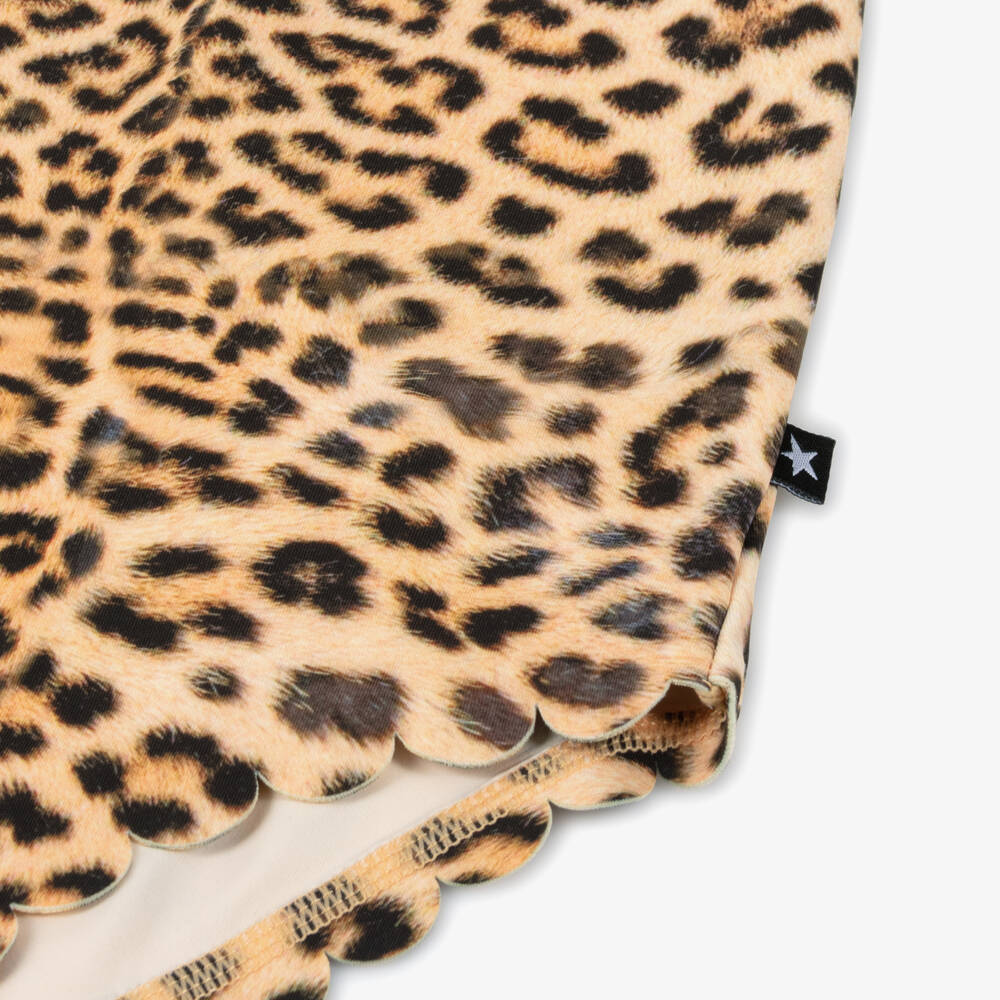 Molo-Girls Beige Leopard Swimsuit (UPF50+) | Childrensalon