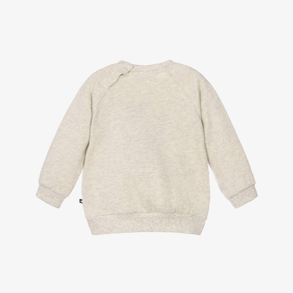 Molo-Girls Beige Melange Cat Sweatshirt | Childrensalon