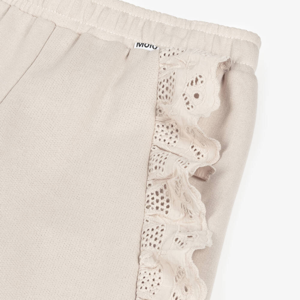Molo-بنطلون رياضي قطن عضوي لون بيج للبنات | Childrensalon