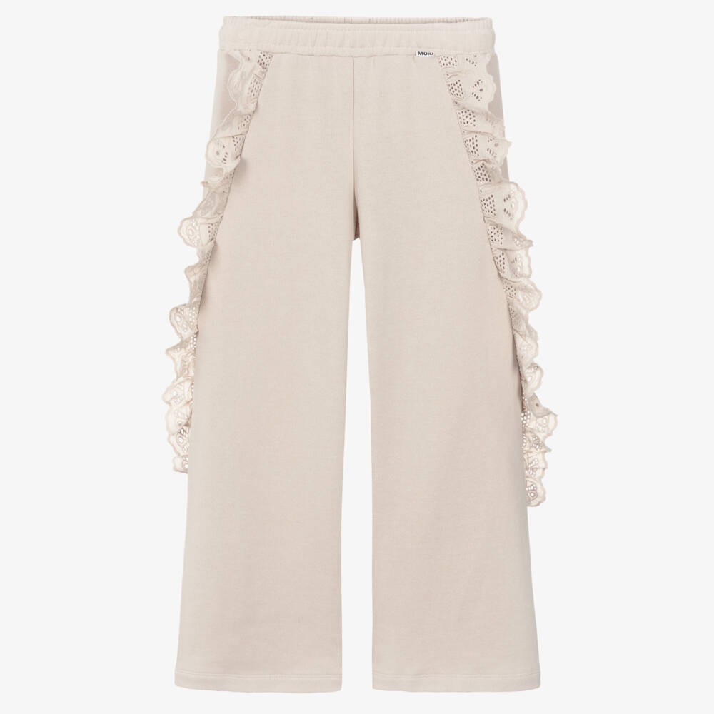 Molo-بنطلون رياضي قطن عضوي لون بيج للبنات | Childrensalon
