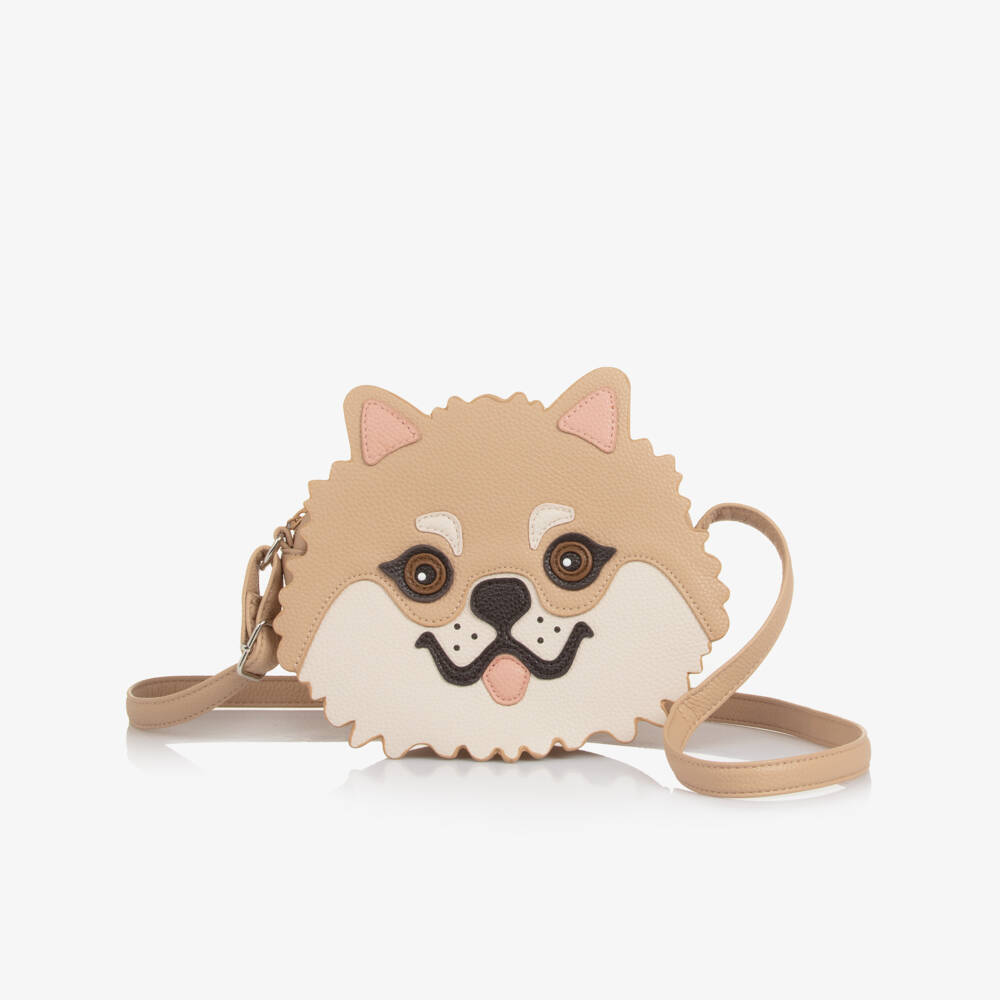 Molo-Girls Beige Pomeranian Dog Shoulder Bag (22cm) | Childrensalon
