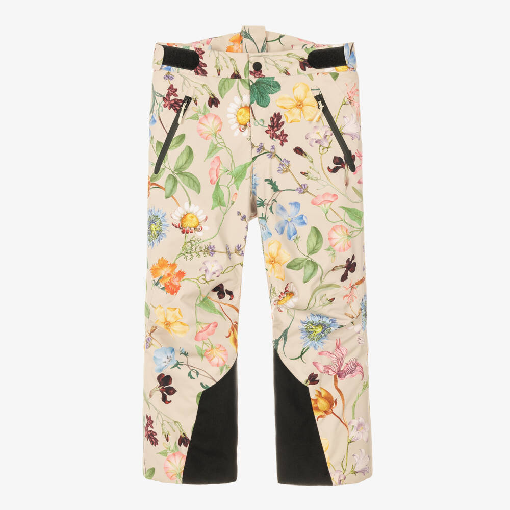 Molo-Girls Beige Wildflower Print Ski Trousers | Childrensalon
