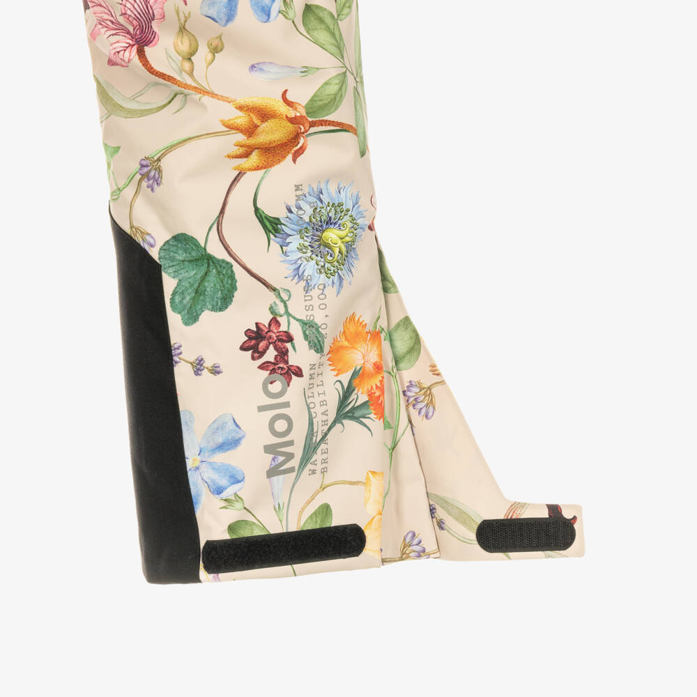 Molo-Girls Beige Wildflower Print Ski Trousers | Childrensalon