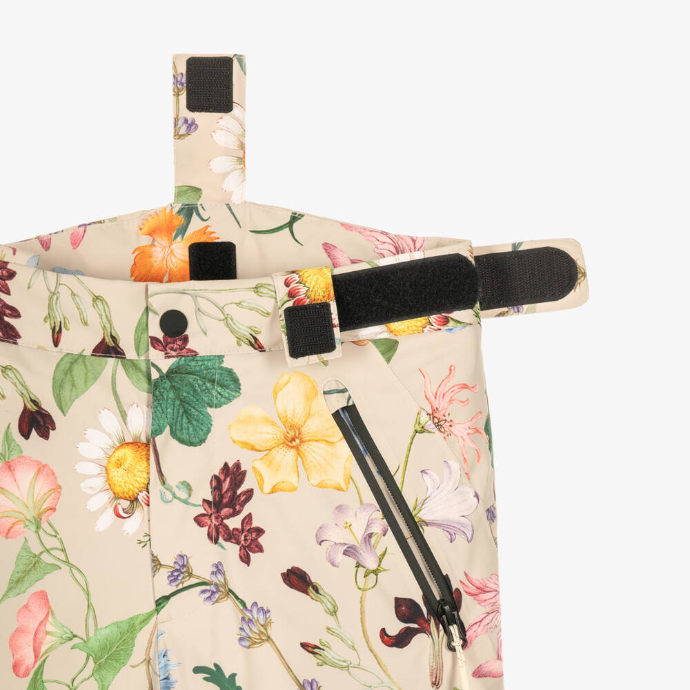 Molo-Girls Beige Wildflower Print Ski Trousers | Childrensalon