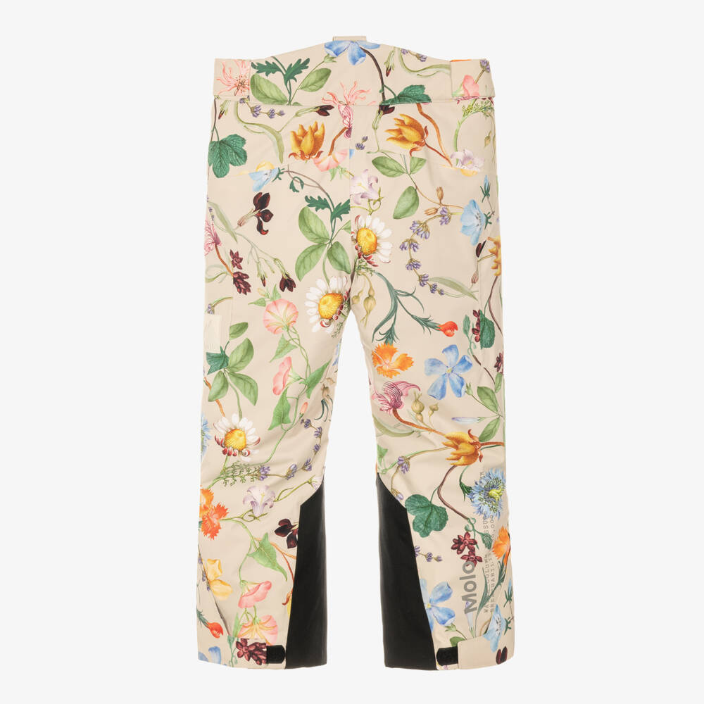 Molo-Girls Beige Wildflower Print Ski Trousers | Childrensalon