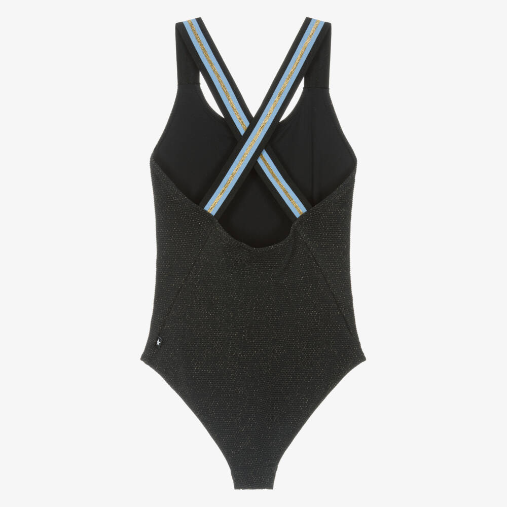 Molo-Girls Black Glitter Swimsuit (UPF50+) | Childrensalon