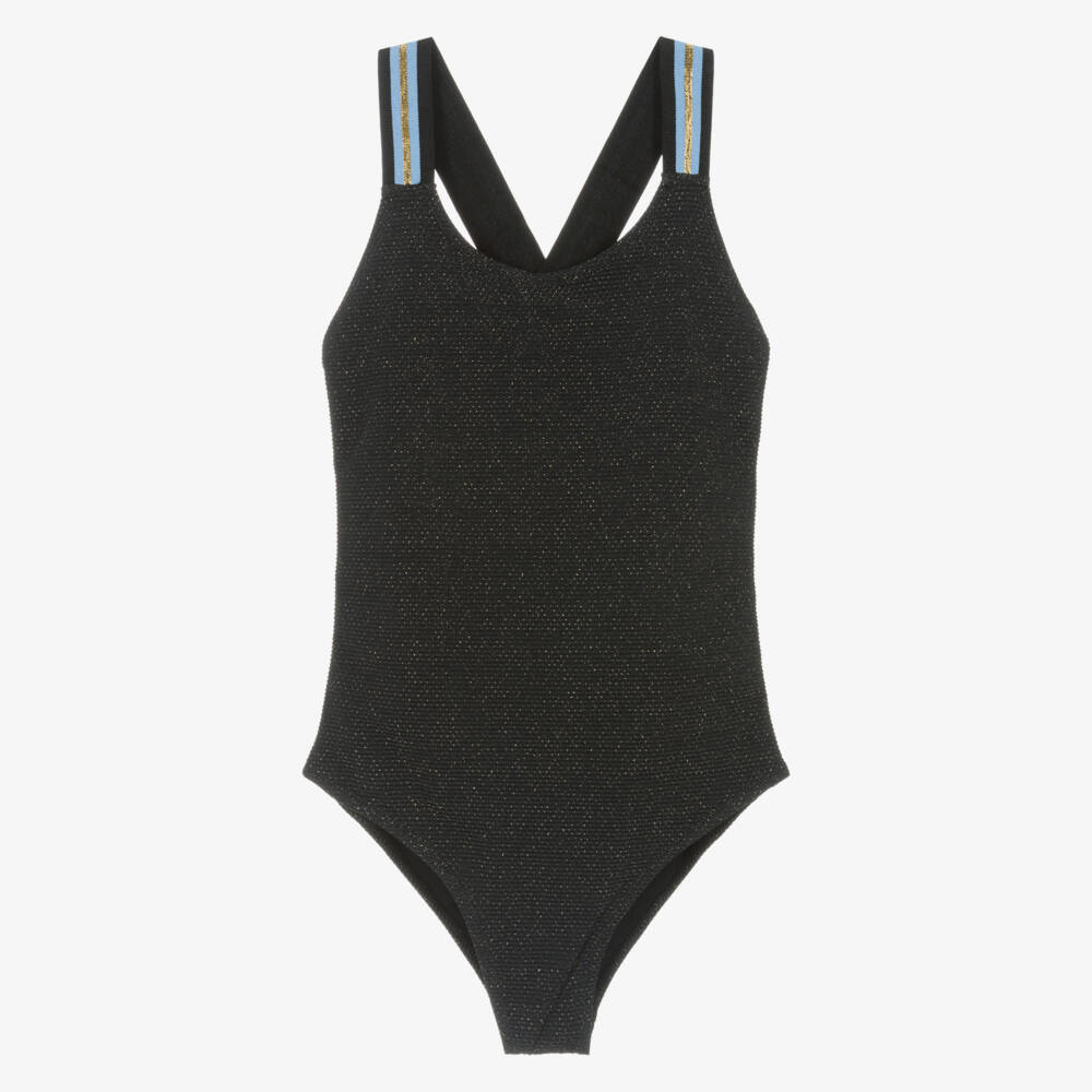 Molo-Girls Black Glitter Swimsuit (UPF50+) | Childrensalon