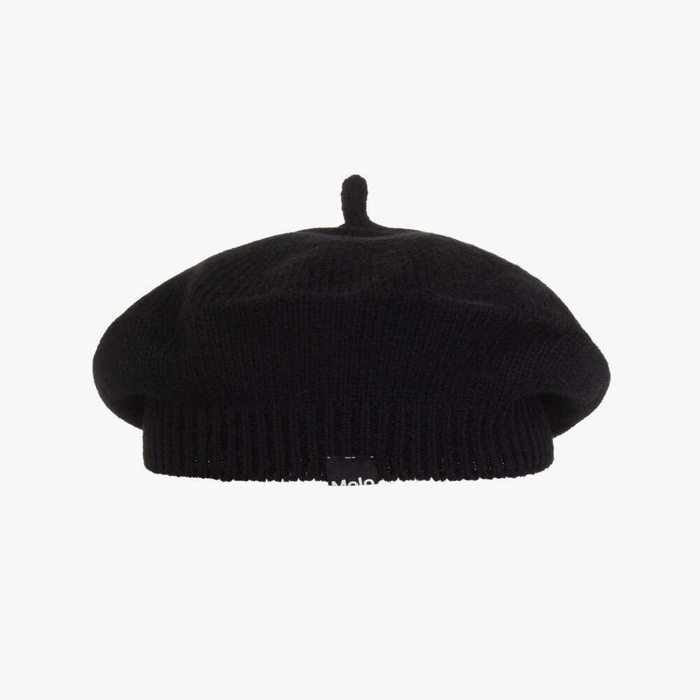 Molo-Girls Black Knitted Beret | Childrensalon