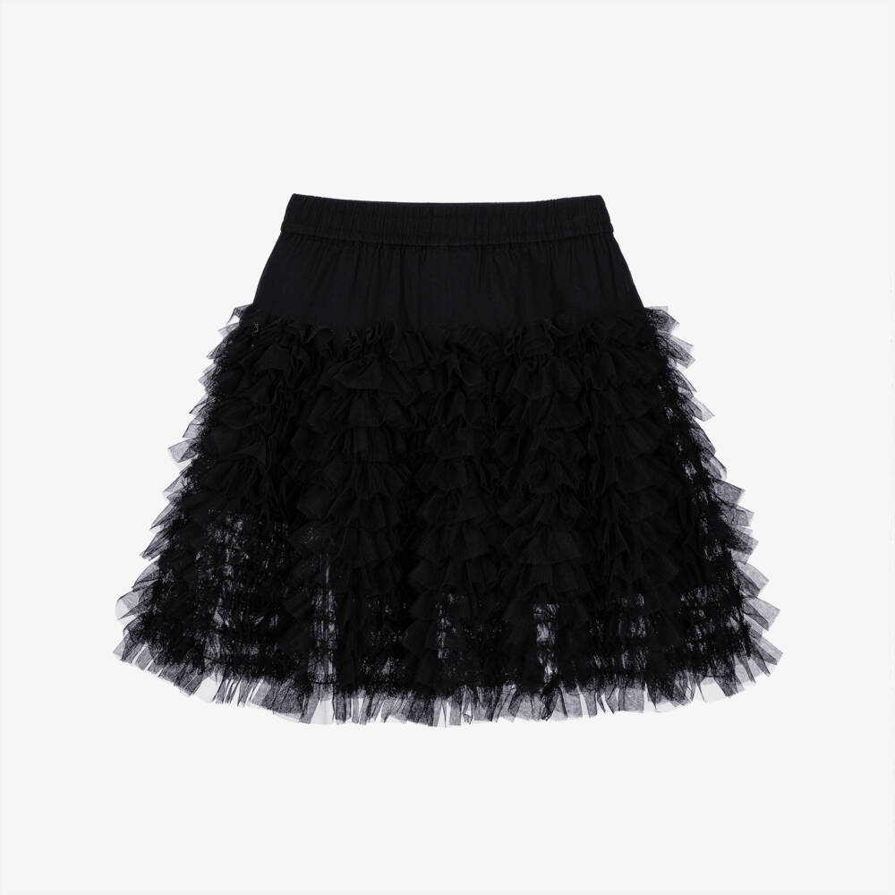 Molo-Girls Black Ruffled Tulle Skirt | Childrensalon