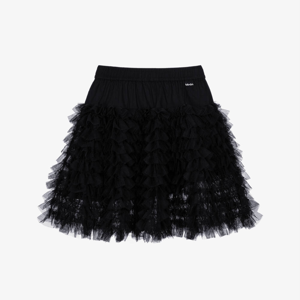 Molo-Girls Black Ruffled Tulle Skirt | Childrensalon