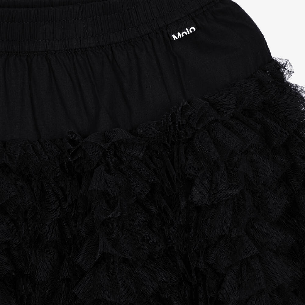 Molo-Girls Black Ruffled Tulle Skirt | Childrensalon