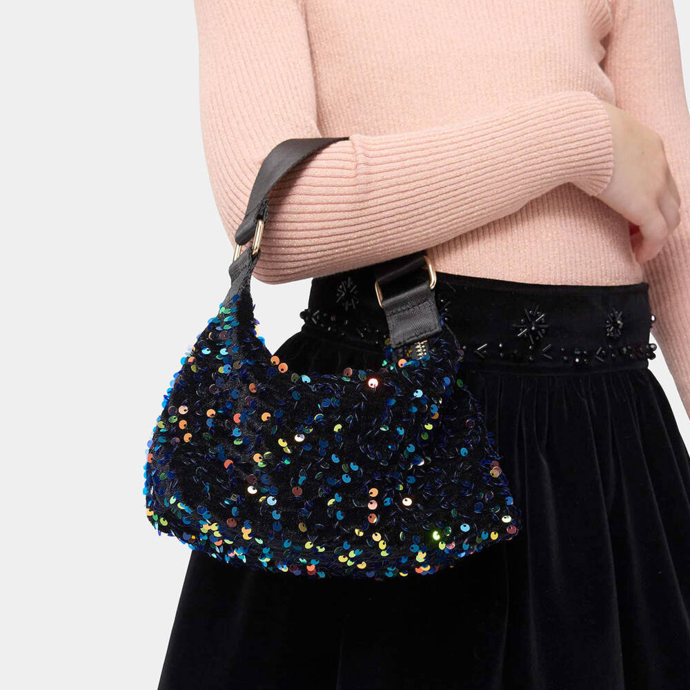 Molo-Girls Black Sequinned Handbag (23cm) | Childrensalon