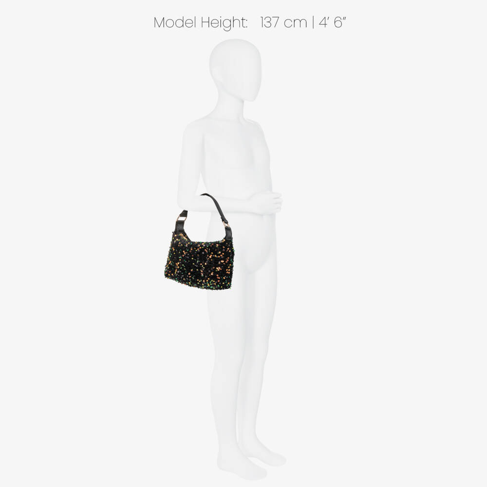 Molo-Girls Black Sequinned Handbag (23cm) | Childrensalon
