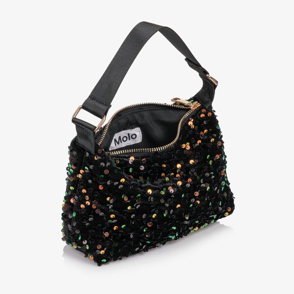 Molo-Girls Black Sequinned Handbag (23cm) | Childrensalon