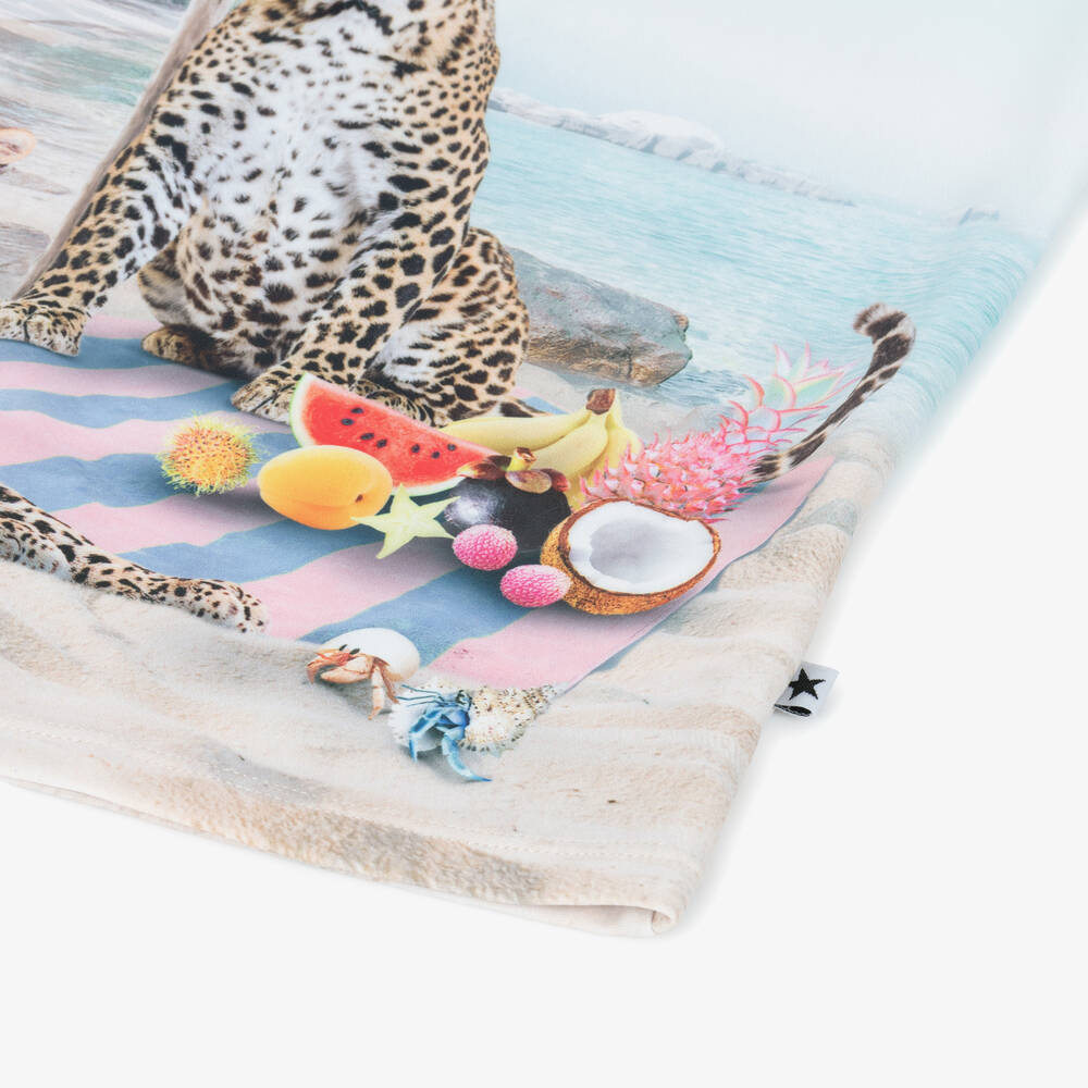 Molo-Girls Blue Beach Leopard Swim Top (UPF50+) | Childrensalon