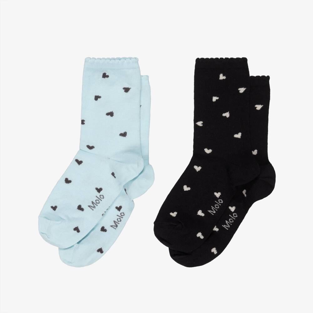 Molo-جوارب قطن لون أزرق وأسود للبنات (عدد 2) | Childrensalon