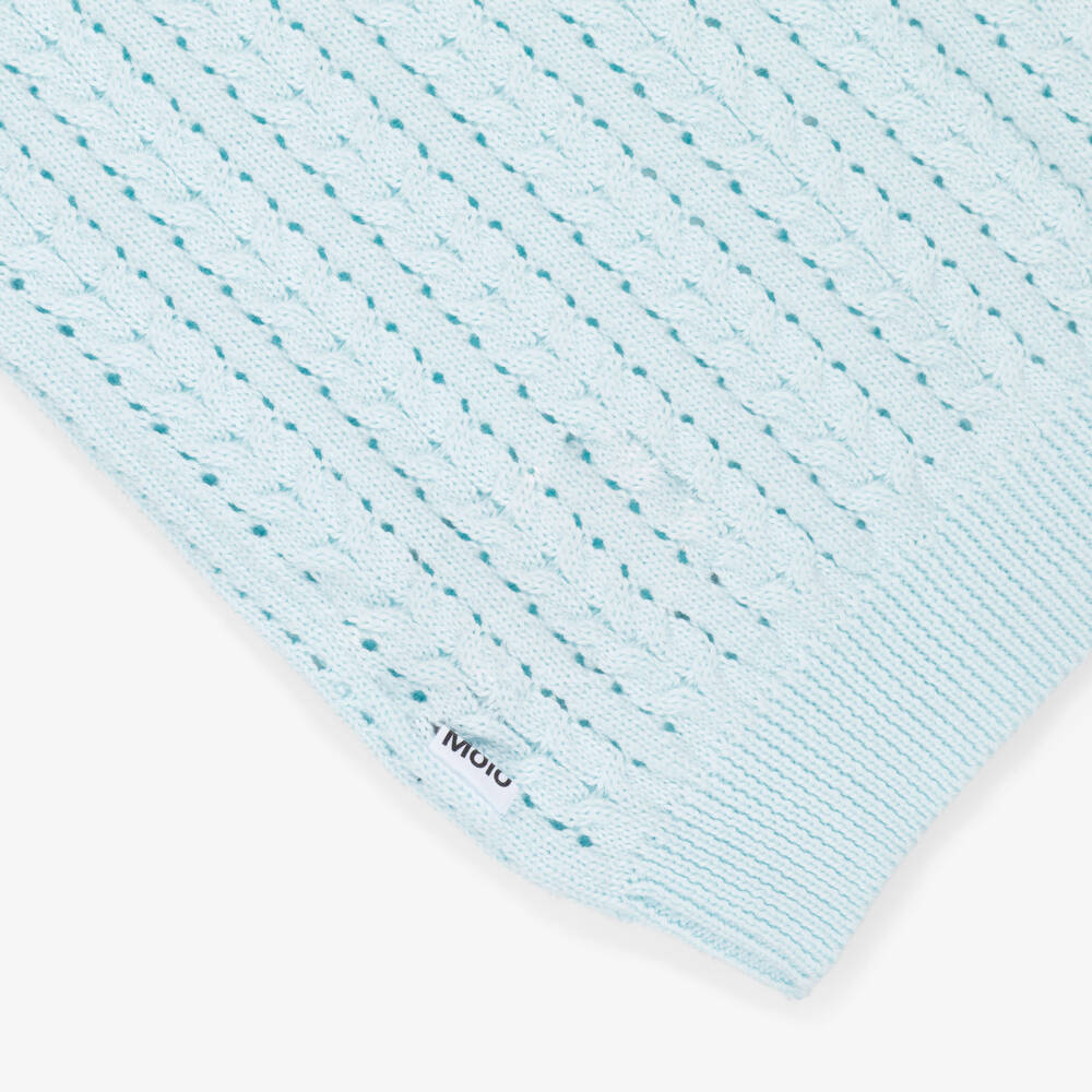 Molo-Girls Blue Cotton Lacy Knit Polo Shirt | Childrensalon