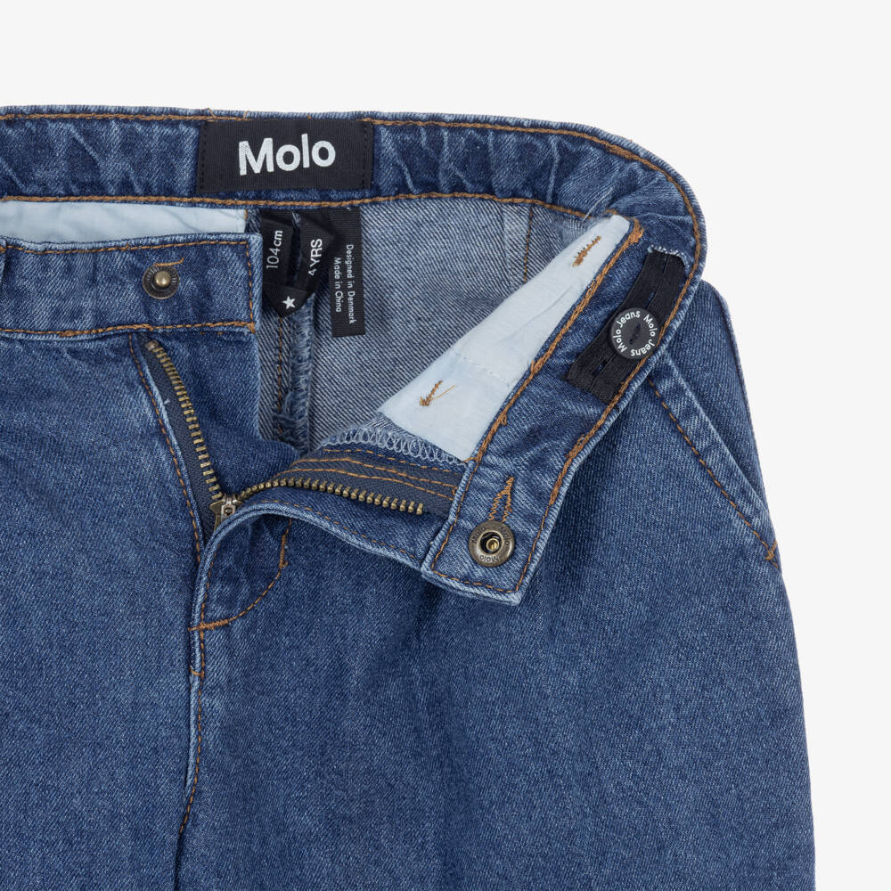 Molo-Girls Blue Denim Wide Leg Jeans | Childrensalon