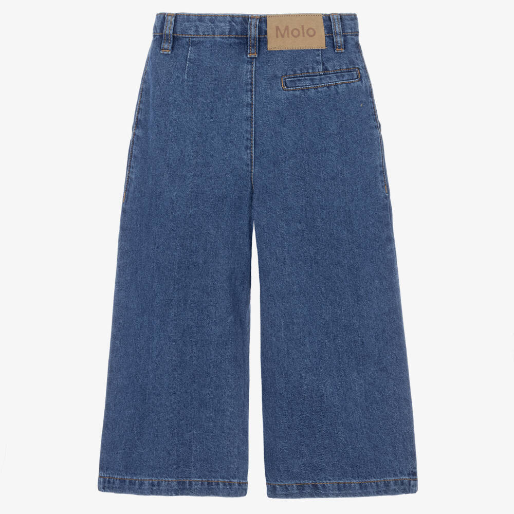 Molo-Girls Blue Denim Wide Leg Jeans | Childrensalon