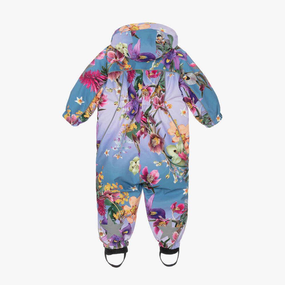 Molo-Girls Blue Floral Snowsuit | Childrensalon