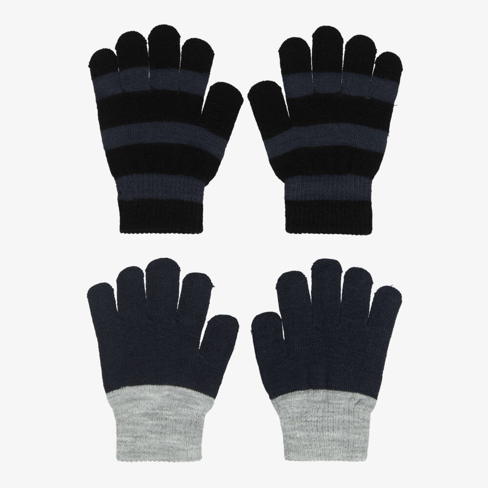 Molo-Girls Blue & Grey Knitted Gloves (2 Pack) | Childrensalon
