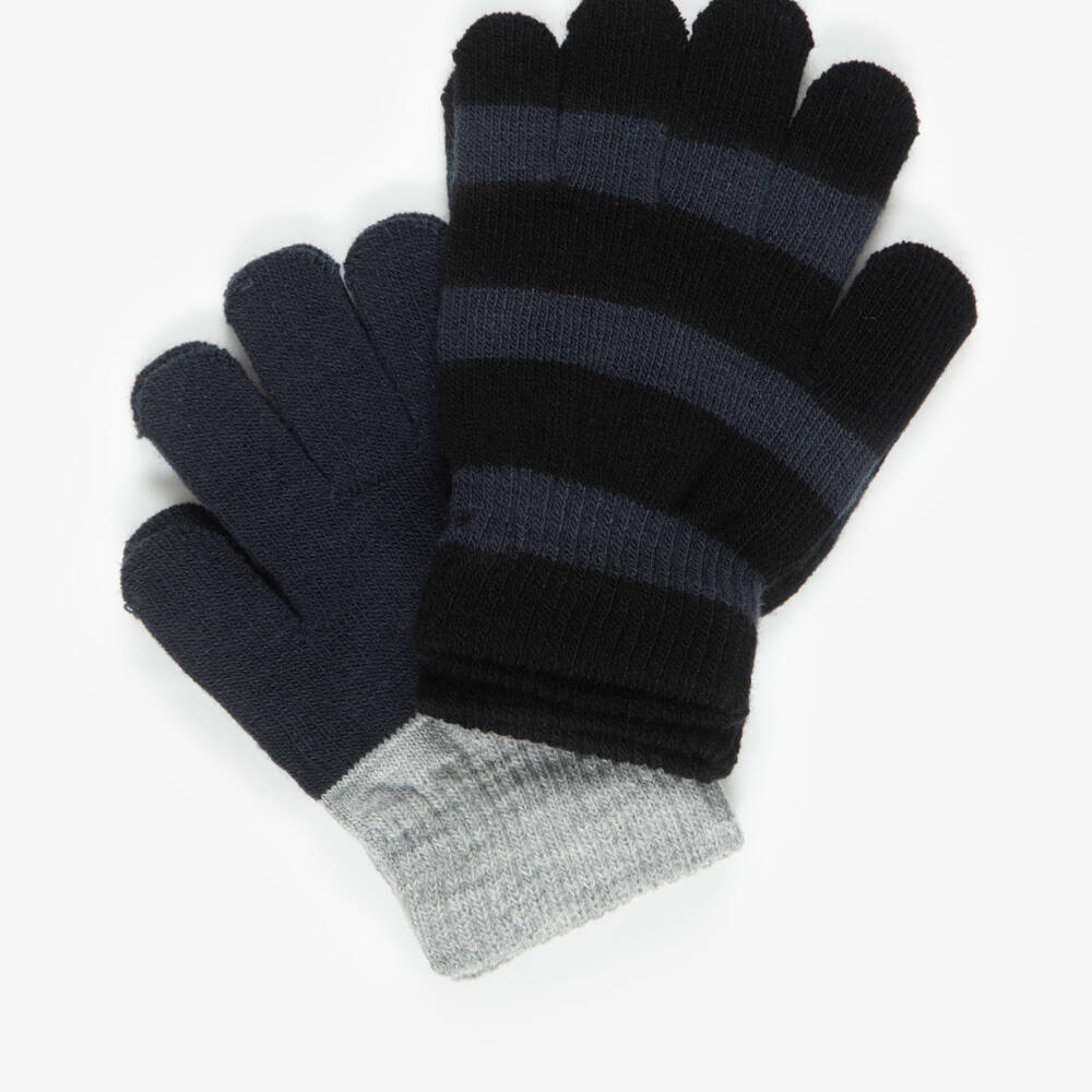Molo-Girls Blue & Grey Knitted Gloves (2 Pack) | Childrensalon