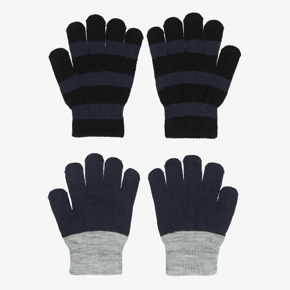 Molo-Girls Blue & Grey Knitted Gloves (2 Pack) | Childrensalon