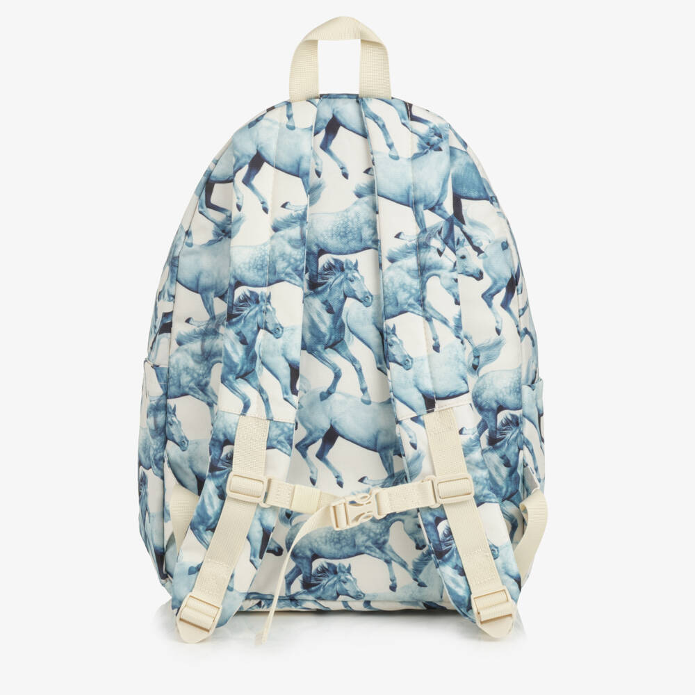 Molo-Girls Blue Horse Print Backpack (41cm) | Childrensalon