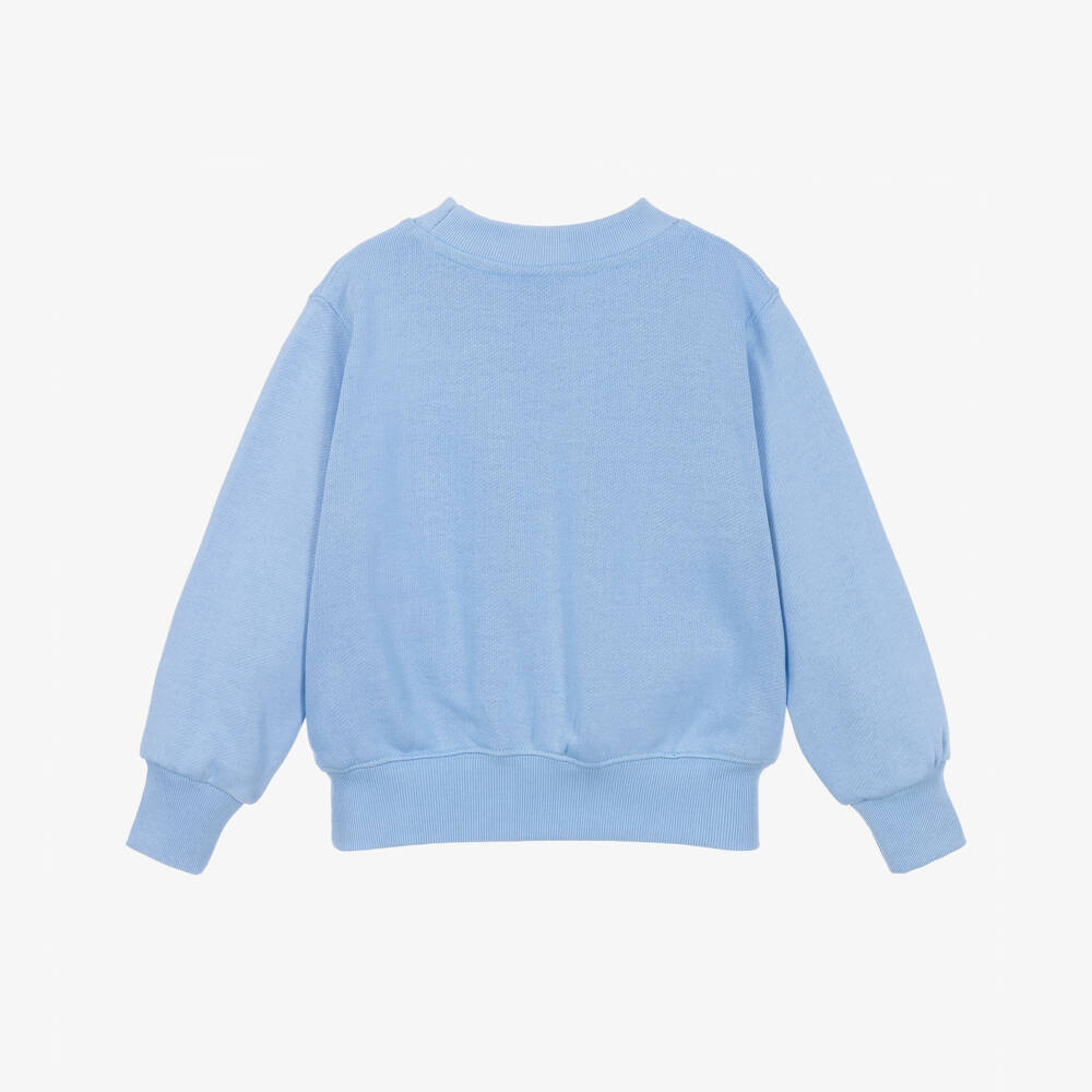 Molo-Girls Blue Kitten Print Sweatshirt in Organic Cotton | Childrensalon