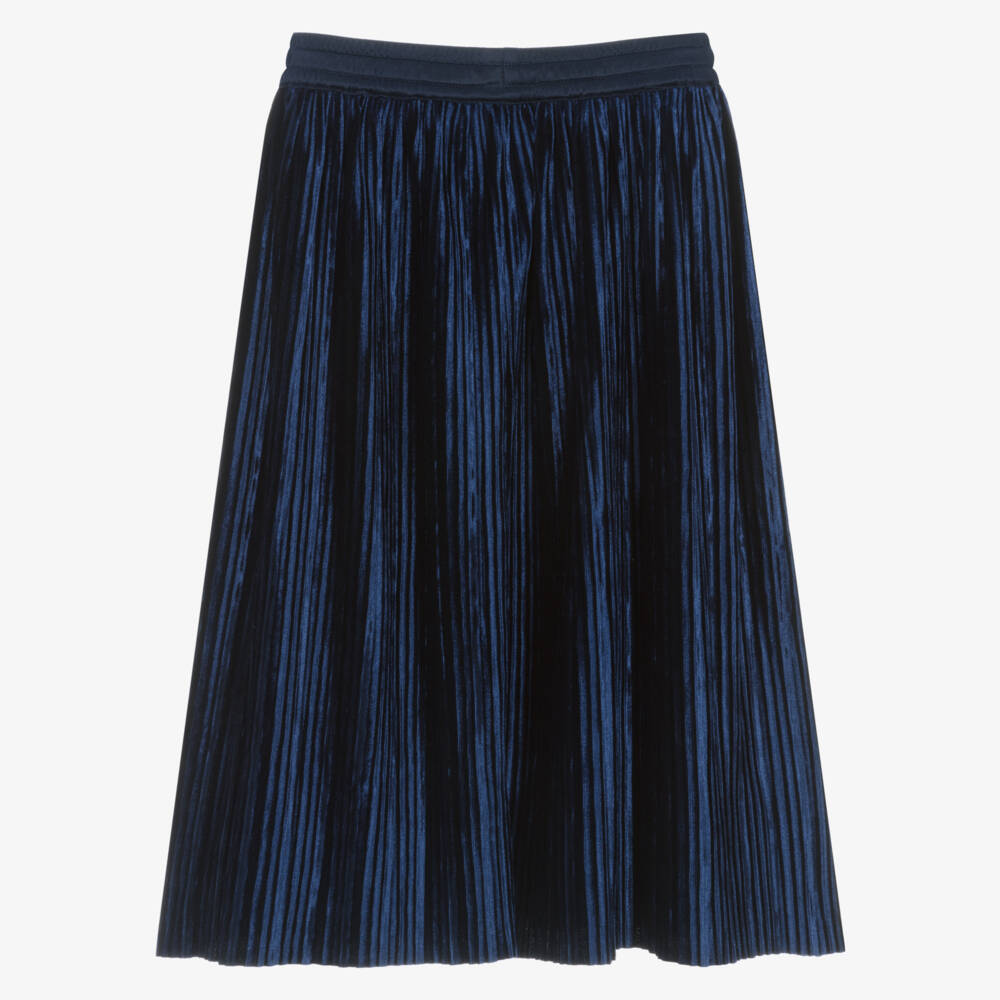 Molo-تنورة بكسرات مخمل لون أزرق للبنات  | Childrensalon