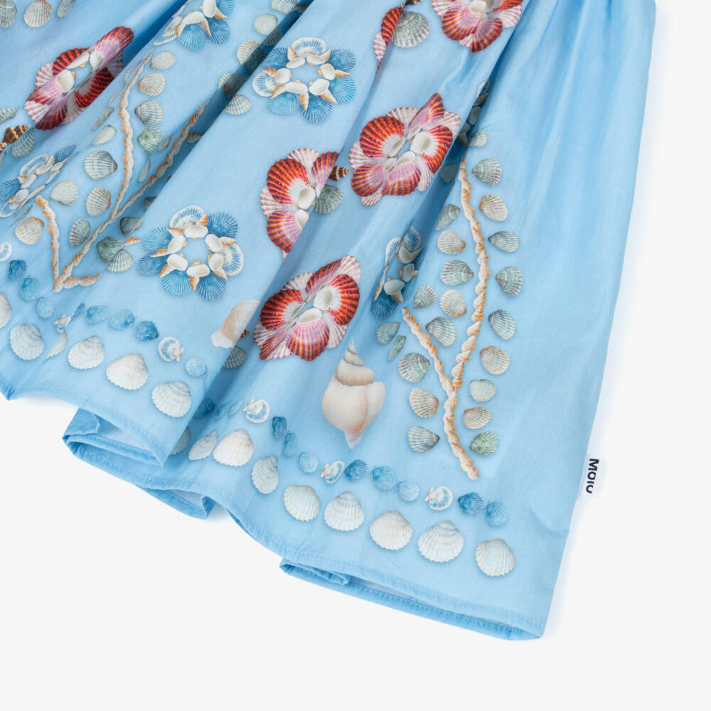 Molo-Girls Blue Shell Print Organic Cotton Skirt | Childrensalon