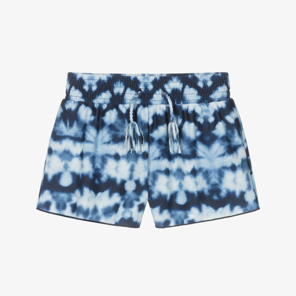 Molo-Girls Blue Tie-Dye Print Swim Shorts (UPF50+) | Childrensalon