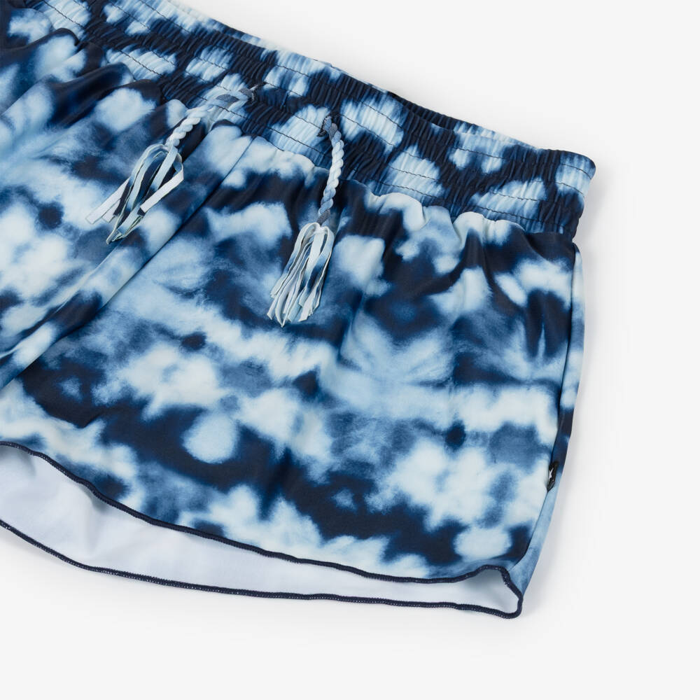 Molo-Girls Blue Tie-Dye Print Swim Shorts (UPF50+) | Childrensalon