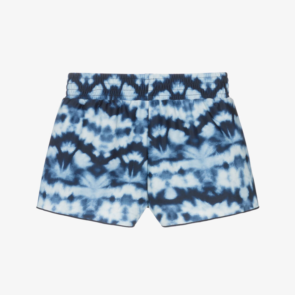 Molo-Girls Blue Tie-Dye Print Swim Shorts (UPF50+) | Childrensalon