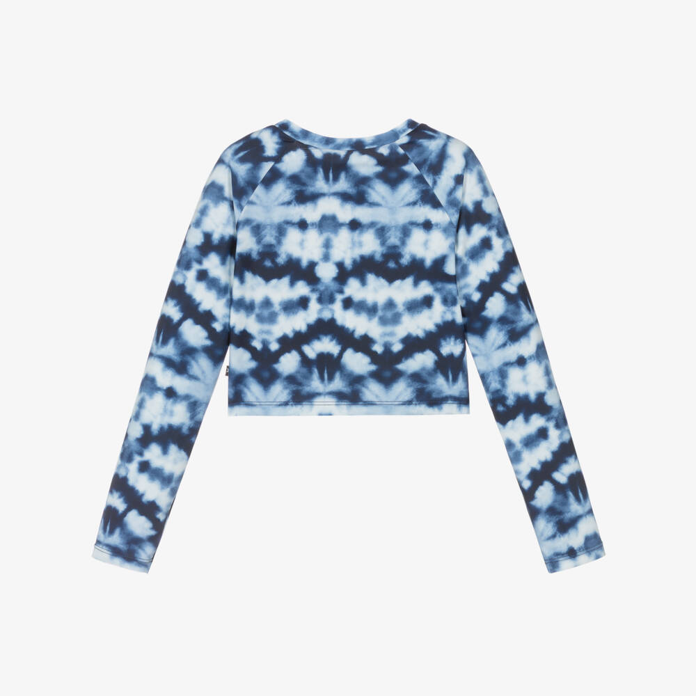 Molo-Girls Blue Tie-Dye Swim Top (UPF50+) | Childrensalon