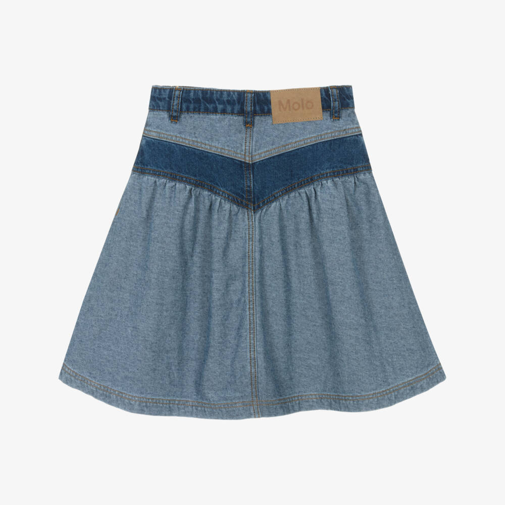 Molo-Girls Blue Two Tone Denim Skirt | Childrensalon