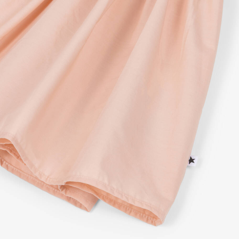 Molo-Girls Blush Pink Organic Cotton Dress with Broderie Ruffle | Childrensalon