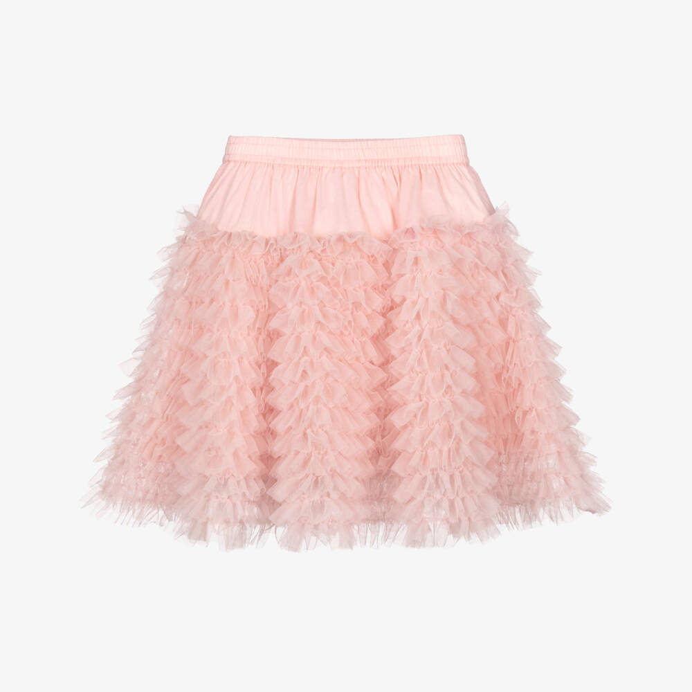 Molo-Girls Blush Pink Ruffle Tulle Skirt | Childrensalon
