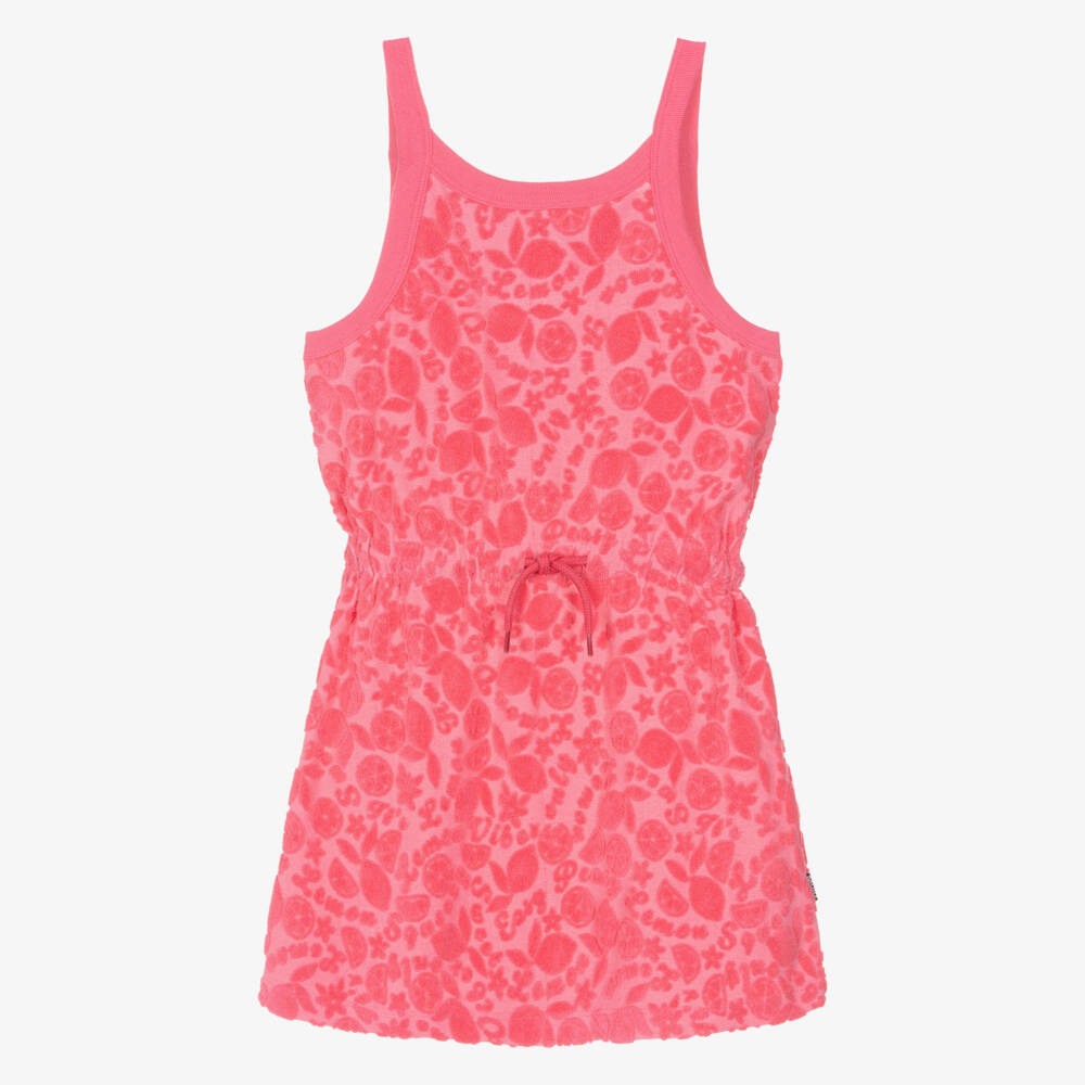 Molo-Girls Bright Pink Jacquard Fruit Beach Dress | Childrensalon