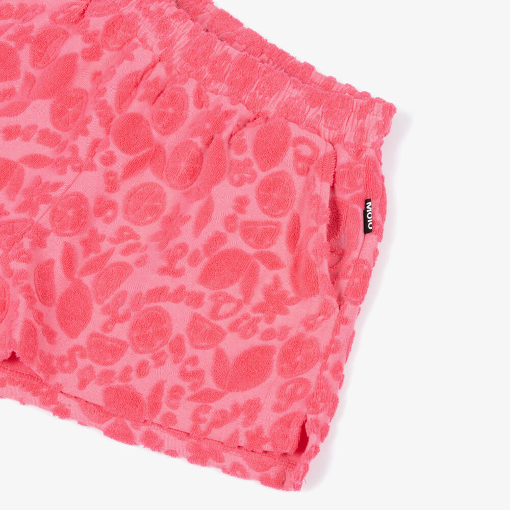 Molo-Girls Bright Pink Jacquard Fruit Shorts | Childrensalon