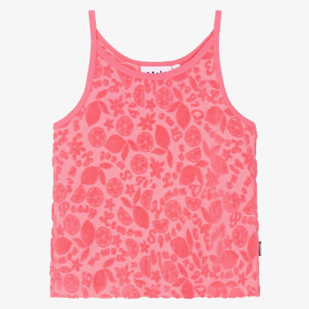 Molo-Топ без рукавов розовый жаккардовый с фруктами для девочек | Childrensalon