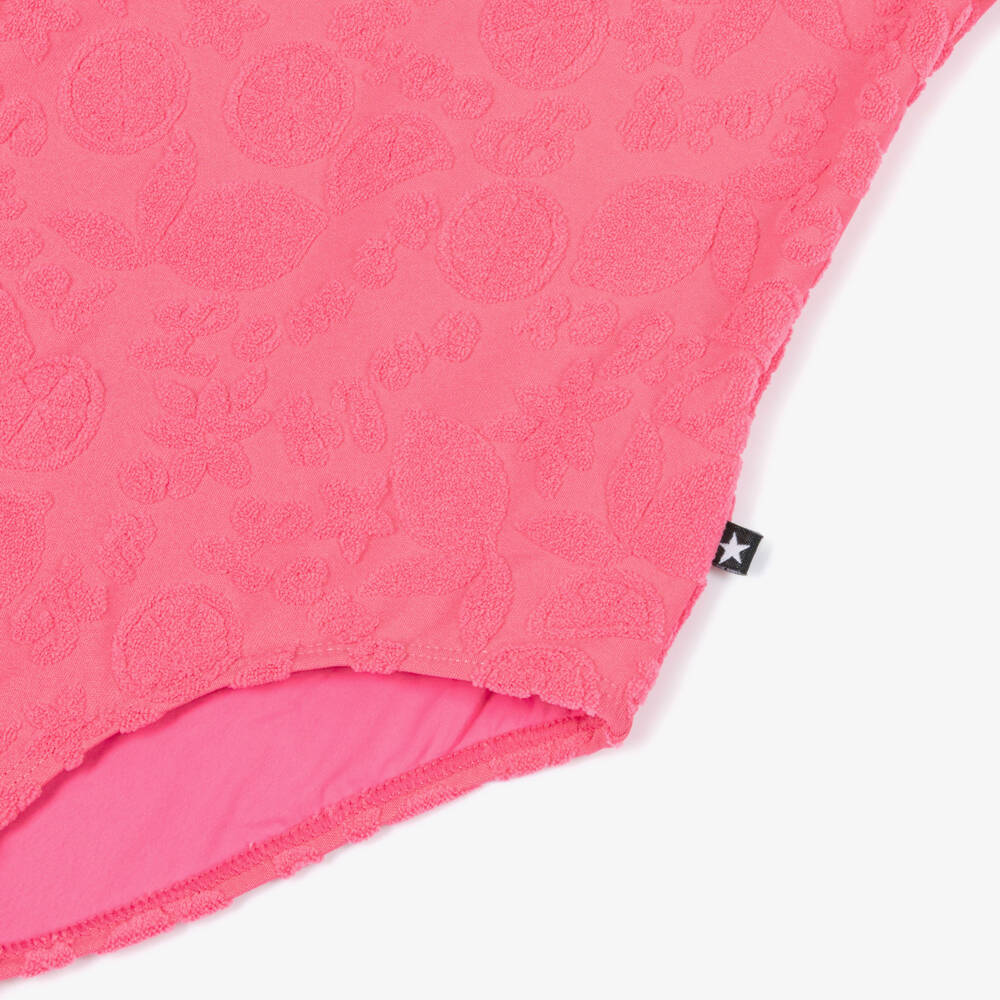 Molo-Girls Bright Pink Jacquard Fruit Swimsuit (UPF50+) | Childrensalon
