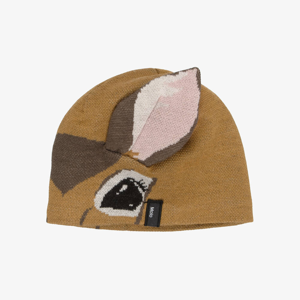 Molo-Girls Brown Knit Deer Hat & Snood Set | Childrensalon