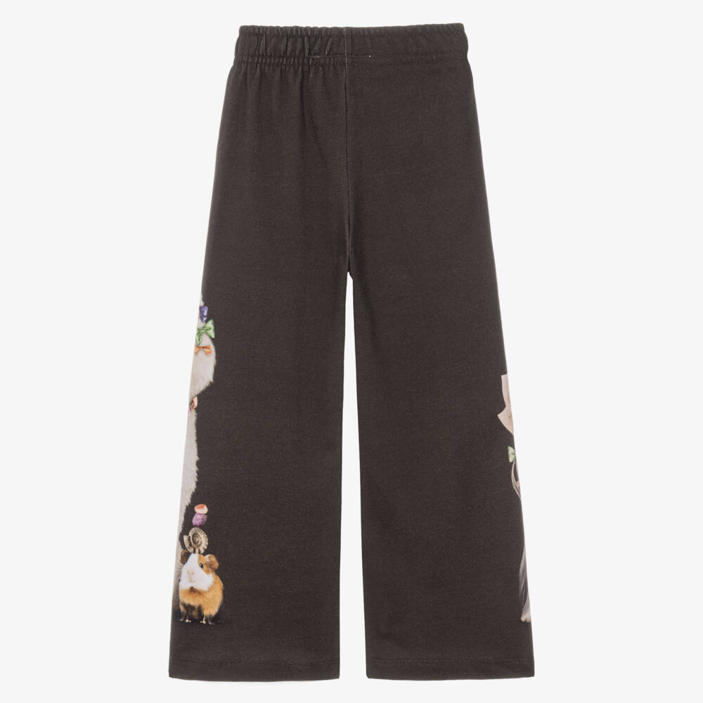 Molo-Girls Brown Poodle Print Joggers in Organic Cotton | Childrensalon