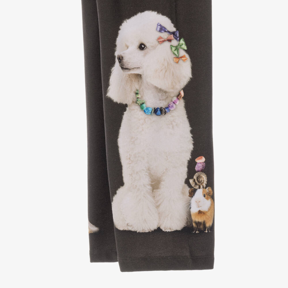 Molo-Girls Brown Poodle Print Joggers in Organic Cotton | Childrensalon