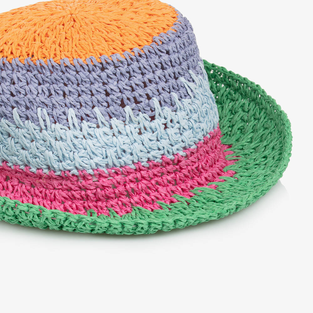 Molo-Girls Colourful Stripe Straw Hat | Childrensalon
