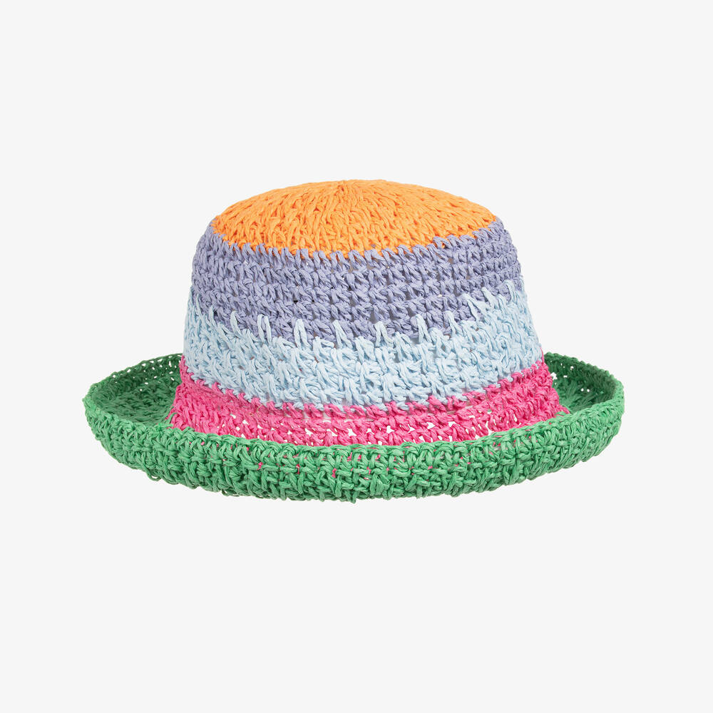 Molo-Girls Colourful Stripe Straw Hat | Childrensalon