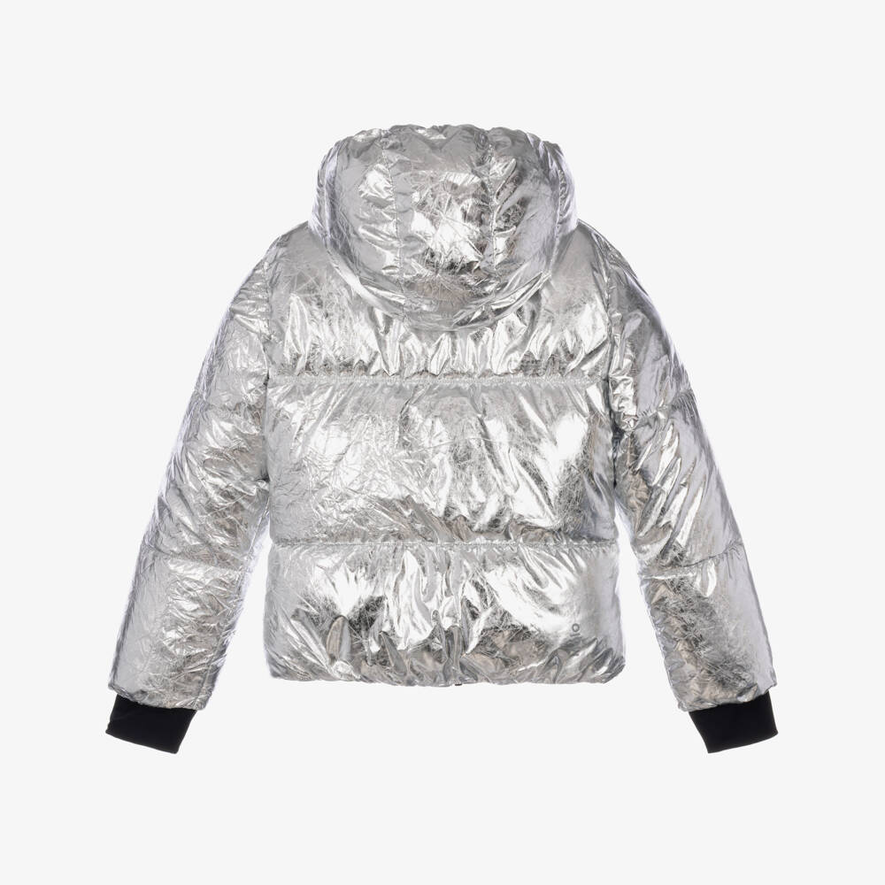 Molo-Girls Crinkled Silver Après Ski Jacket | Childrensalon